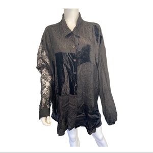 Patchwork Boho Top | Venezia | Women's 3X Black Velvet & Lace details